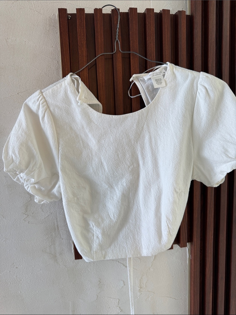 iris White Puff Sleeve Blouse with Round Neck